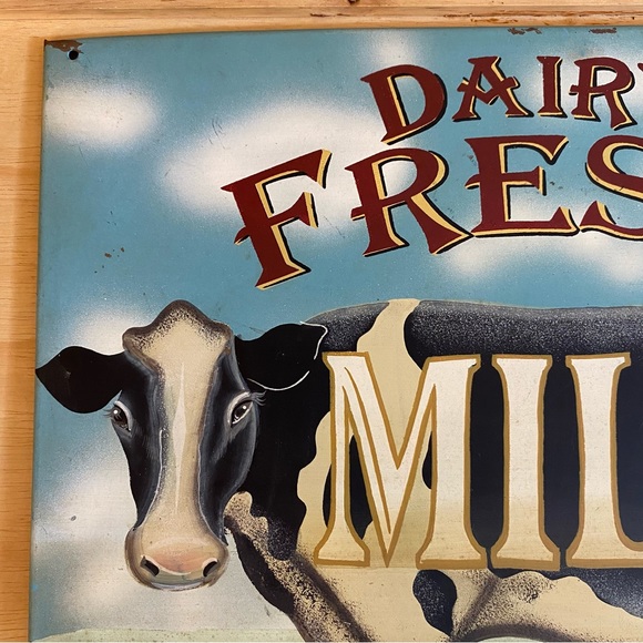 Vintage Style Cow Dairy Fresh Milk Metal Sign - Picture 2 of 11